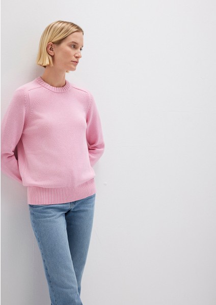 Ipek Karışımlı Bisiklet Yaka Pembe Kazak 1710726-70972