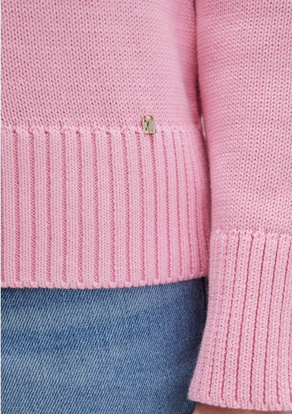 Ipek Karışımlı Bisiklet Yaka Pembe Kazak 1710726-70972