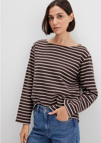 Çizgili Kahverengi Tişört 1613597-91190