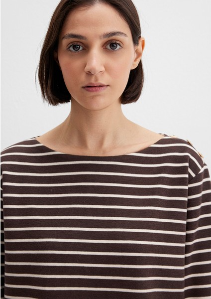 Çizgili Kahverengi Tişört 1613597-91190