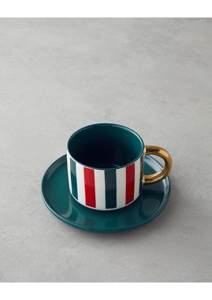 Holiday Cheer New Bone China 4 Parça 2 Kişilik Çay Fincanı Takımı 200 ml Kırmızı-Yeşil-Gold modelleri