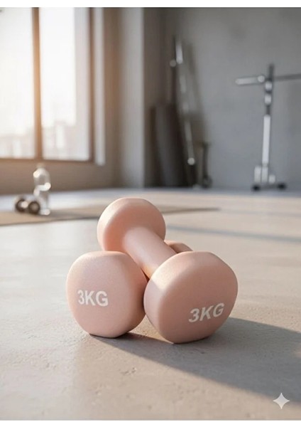 Vinly Neoprene Kaplamalı Döküm Demir Dambıl Estetik Soft Pilates Fitness Ağırlığı 2 Adet x 3 kg