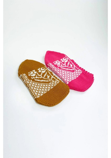 2 Çift El Örgüsü Kışlık Şık Kadın Yün Patik Set 7