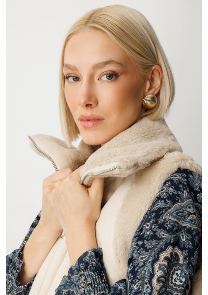 Kadın Içi Peluşlu Güderi Yelek 8501 Kum fiyatları