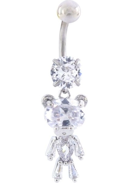 316L Çelik Ayıcık Model Zirkon Taşlı Piercing PRC-221