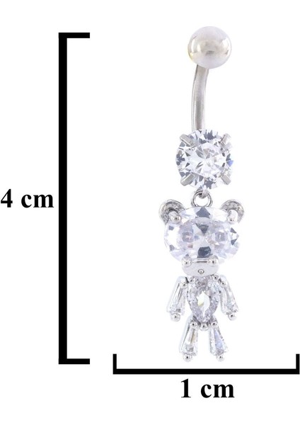 316L Çelik Ayıcık Model Zirkon Taşlı Piercing PRC-221 modelleri