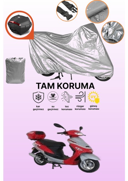 Gri Arka Çanta Uyumlu Mondial 50 Hc Uyumlu Motor Brandası, Koruyucu Örtü