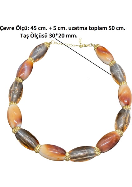 Koyu Bal Kahverengi Renk; Uzatma Ile 50 cm Kolye Uznluğu; Şık Tasarım,bohem Tarz Ötesi Akrilik Esaslı Kolye (KOD2877) fiyatları