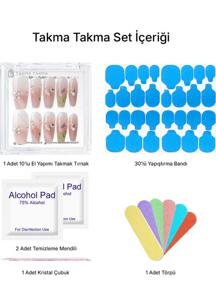 10'lu Pembe Uzun Balerin TT1390 Tekrar Kullanılabilir El Yapımı Protez Takma Tırnak - Pembe-L fiyatları