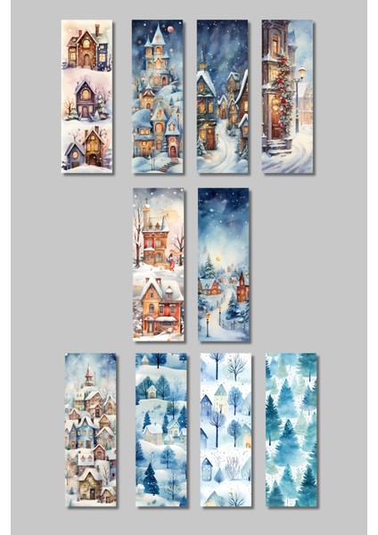 Kış Temalı Tasarım Hediyelik 10'lu Kitap Ayracı Seti