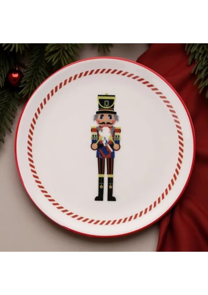 Yılbaşı Pasta Tabağı Fındıkkıran Kurşun Asker 21CM 6 Lı Set