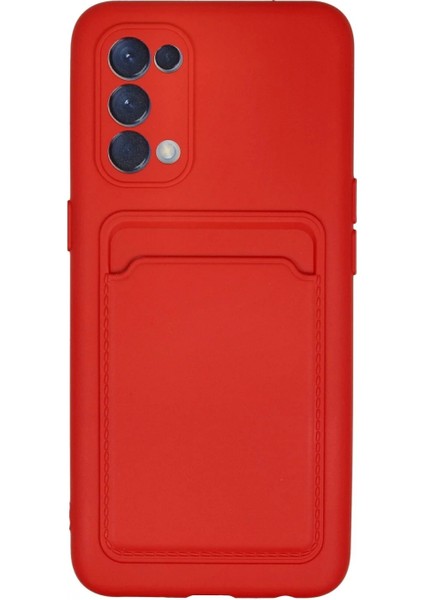 Oppo Reno 5 Kılıf Kelvin Kartvizitli Silikon - Kırmızı (K95)