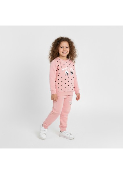 Kız Çocuk Baskılı Pamuklu Mevsimlik Eşofman Takımı