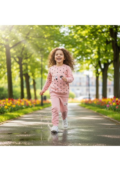 Kız Çocuk Baskılı Pamuklu Mevsimlik Eşofman Takımı fiyatları