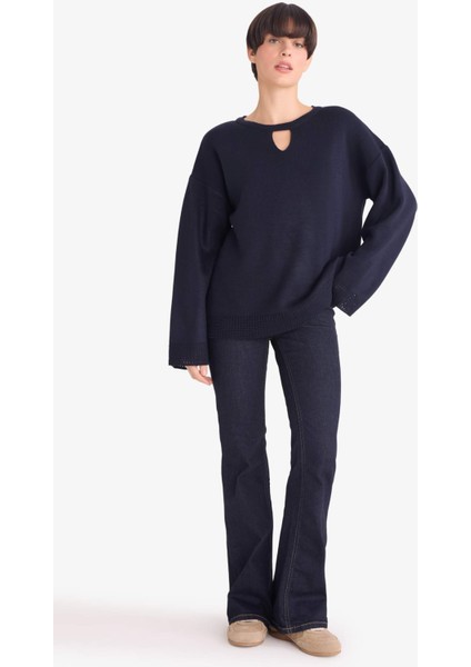 Regular Fit Bisiklet Yaka Triko Kazak F4083AX25WN fiyatları