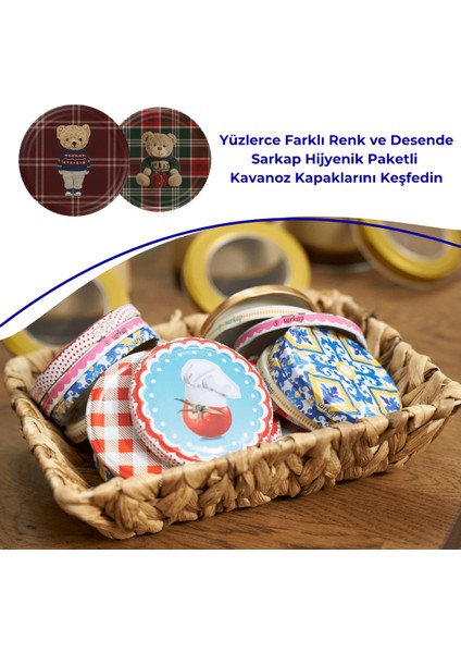 Hijyenik Paketli 10 Adet Kavanoz Kapağı – Yılbaşı Seri – Ekose Teddy Kırmızı 82 mm indirimleri
