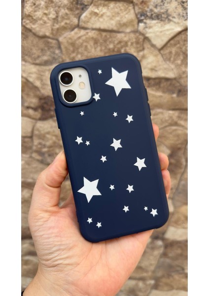 Iphone 11 Uyumlu Mini Yıldız Desenli Silikon Darbe Emici Klasik Korumalı Rubber Kılıf 277