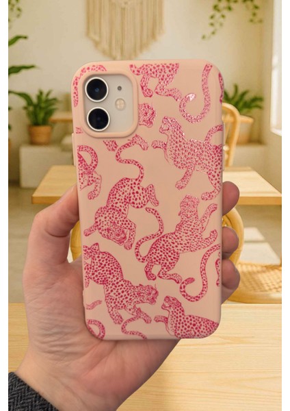 iPhone 11 Uyumlu Pembe Leopar Desenli Silikon Darbe Emici Klasik Korumalı Rubber Kılıf 277 fiyatları