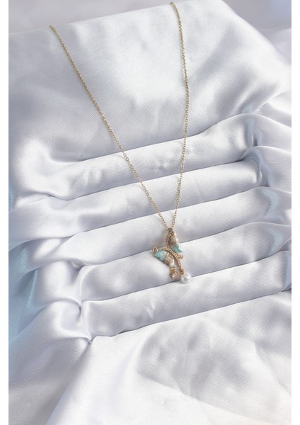 316L Çelik Zincir Gold Karışık Renk Zirkon Taşlı Kelebek Figür Inci Kadın Kolye - TJ-BKO8048 fiyatları