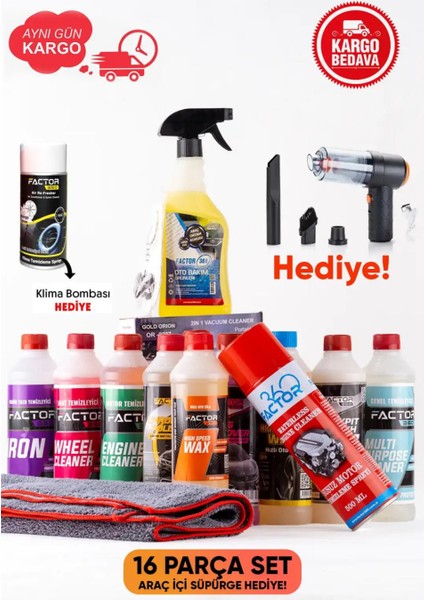 Komple Bakımtemizlikseti Araç Içisüpürgehediyeli