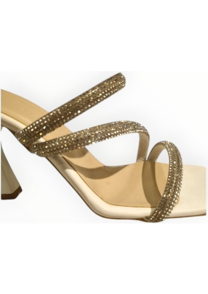 Kadın Taşlı Abiye Terlik Beyaz - 36 modelleri