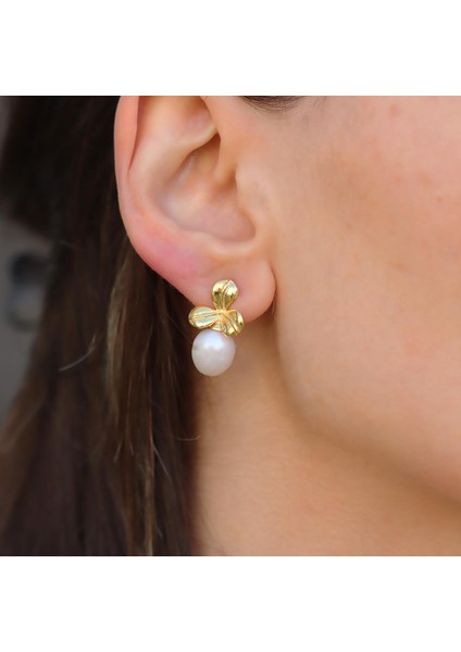 Yonca Çiçek Incili Gold Gümüş Küpe fiyatları