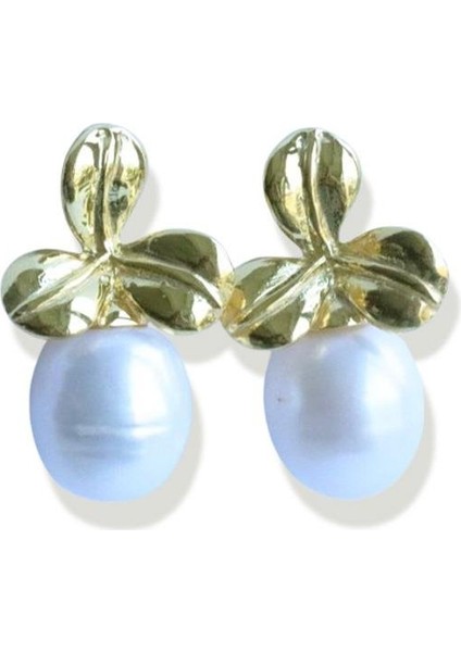 Yonca Çiçek Incili Gold Gümüş Küpe fırsatları