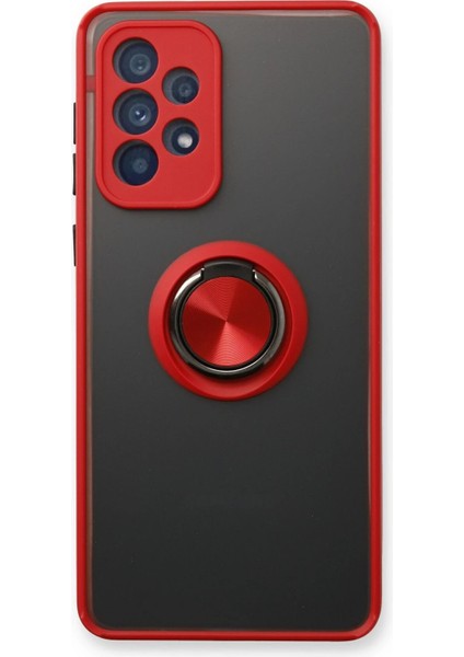 Samsung Galaxy A53 5g Kılıf Montreal Yüzüklü Silikon Kapak - Kırmızı - MRS3215-9039