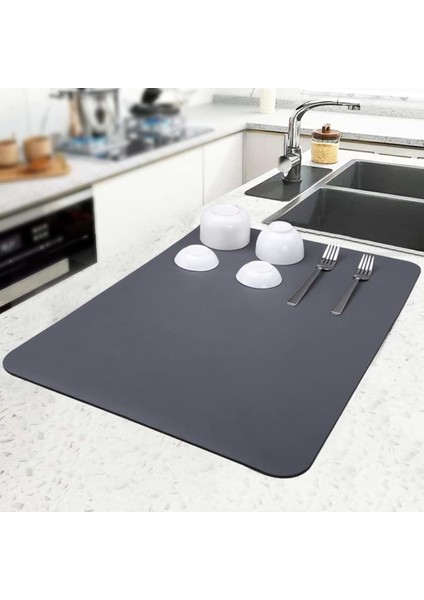 Kaymaz Tabanlı Çok Amaçlı Su Emici Sihirli Tezgah Üstü Bulaşık Yıkama Kurulama Kurutma Matı