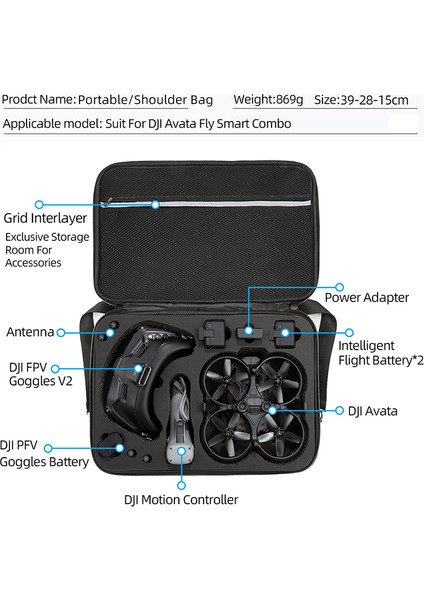 Djı Avata Fly Smart Combo Darbeye Dalı Saklama Çantası Omuz Askılı Taşınabilir Taşıma Çantası - Siyah (Yurt Dışından) modelleri