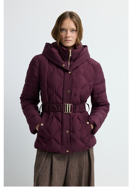 Kemerli Kısa Şişme Mont Murdum 15245278000