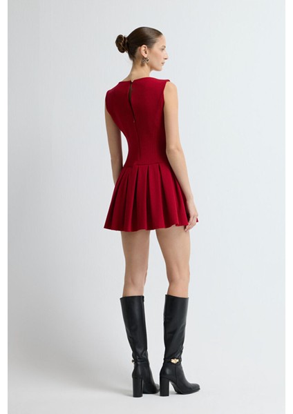 Pileli Kolsuz Elbise Kirmizi 12445939000 indirimleri