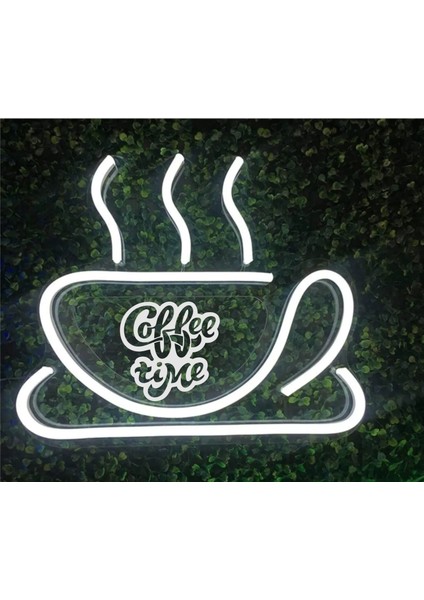 Coffee Time Yazılı Fincan Figürlü Neon LED Tabela Tablo Gece Aydınlatma Duvar Dekoru fiyatları