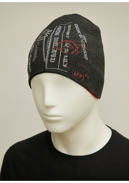 Erkek Gri Baskılı Spor Bere Standart