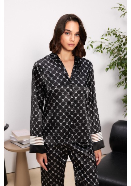 Saten Kadın Pijama Takımı - 1320 Siyah fiyatları