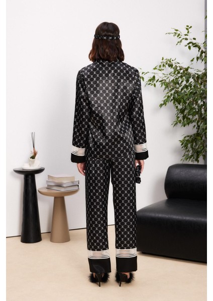 Saten Kadın Pijama Takımı - 1320 Siyah modelleri