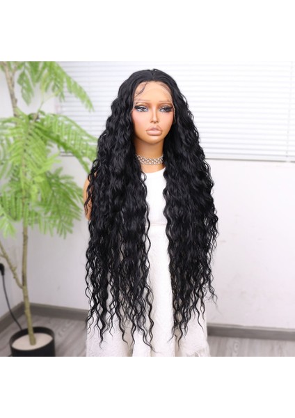 Siyah Fiber Sentetik Tül Peruk modelleri