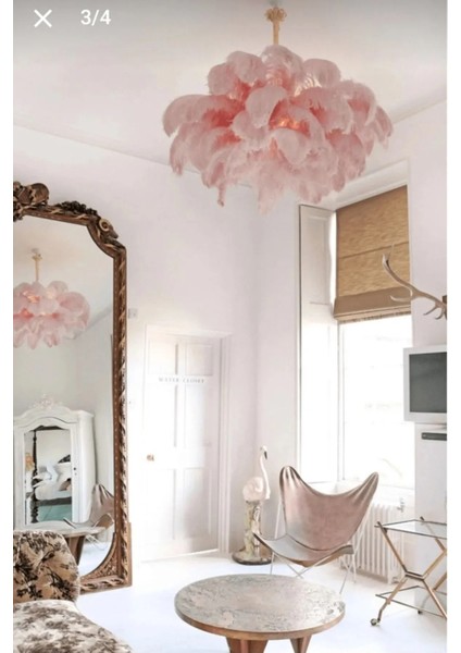 Deve Kuşu Tüyü Avize Pembe fiyatları