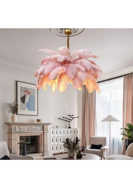 Deve Kuşu Tüyü Avize Pembe fırsatları