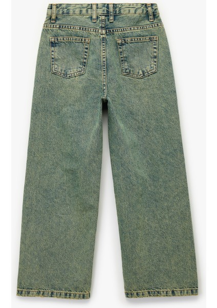 Pamuklu Cepli Rahat Kalıp Yıkamalı Denim Pantolon - Wide Leg Jeans fiyatları
