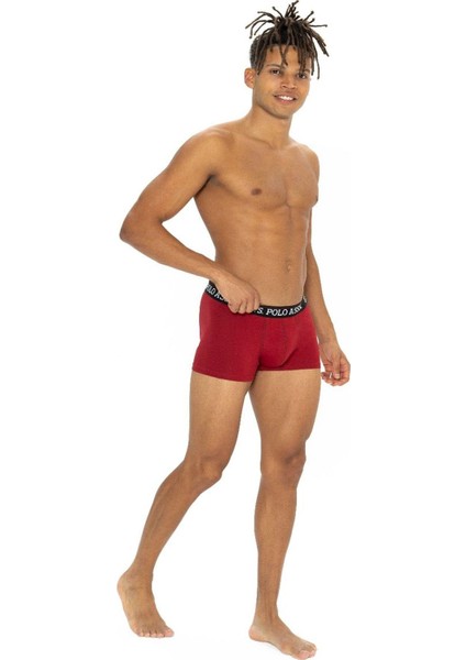 U.s Polo Assn. 80528 Erkek Pamuklu 3'lü Boxer-Siyah&bordo&baskılı indirimleri