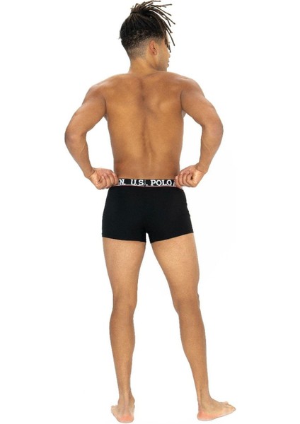 U.s Polo Assn. 80528 Erkek Pamuklu 3'lü Boxer-Siyah&bordo&baskılı
