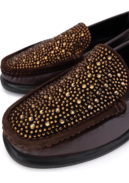 Kadın Hakiki Deri Kahverengi Loafer Ayakkabı 1120 842-7 Bn Ayk SK25-26 Khv Dr/khv Tas modelleri