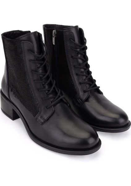Kadın Hakiki Deri Siyah Topuklu Bot 599 1092-1 Bn Bot SK25-26 Sıyah fiyatları