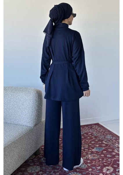 Ön Fermuarlı Pileli Tunik Bel Lastikli Pantolon Tesettür Ikili Takım P-00018989 fırsatları
