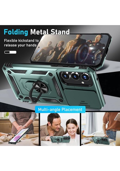 Samsung Galaxy A25 Uyumlu Ekran Koruyucu Kılıf Sürgülü Yüzüklü Standlı Darbe Emici Tank Kapak fiyatları