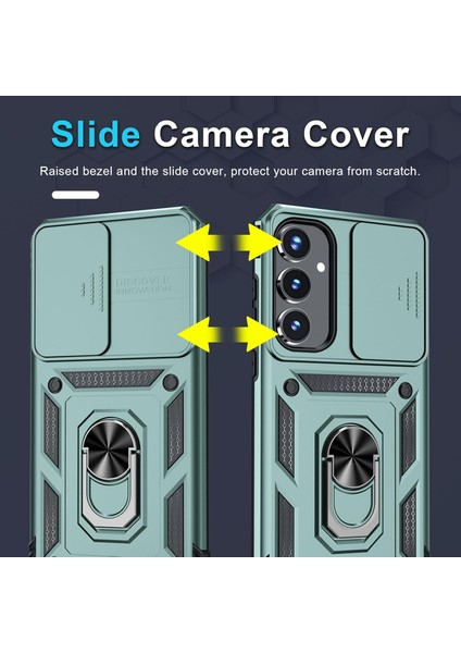 Samsung Galaxy A25 Uyumlu Ekran Koruyucu Kılıf Sürgülü Yüzüklü Standlı Darbe Emici Tank Kapak modelleri