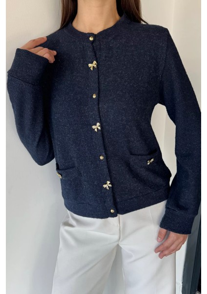 Kadın Fiyonk Düğmeli Triko Hırka P-00018493