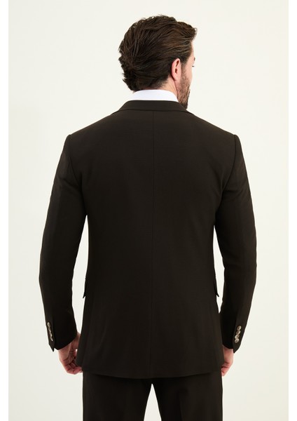 Dokulu Slim Fit Mono Yaka Erkek Takım Elbise indirimleri