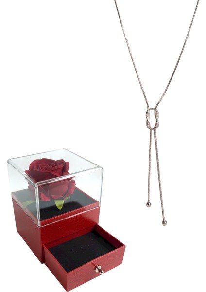 Çekmeceli Kutuda 925 Ayar Gümüş Aşk Düğümü Kolye Kadın